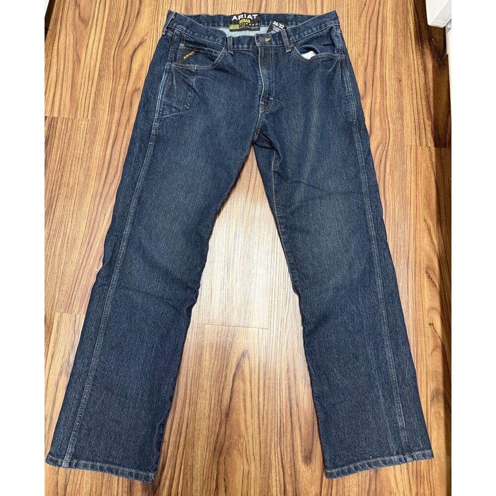 Ariat Rebar M5 Slim Straight Jeans Men’s 36x32 Dark Wash Workwear Denim
